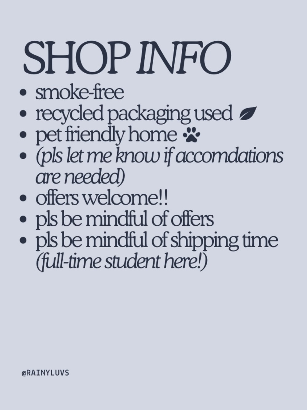 SHOP INFO ˖ . ݁𝜗𝜚. ݁₊ - Picture 1 of 1